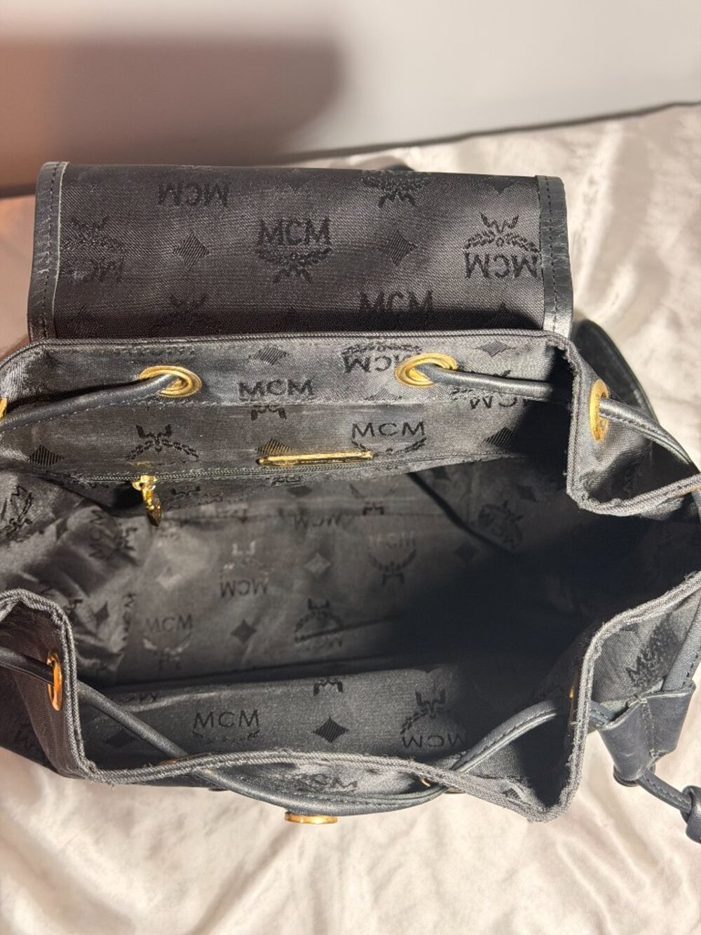MCM Black Monogram Drawstring Backpack - Picture 6 of 11